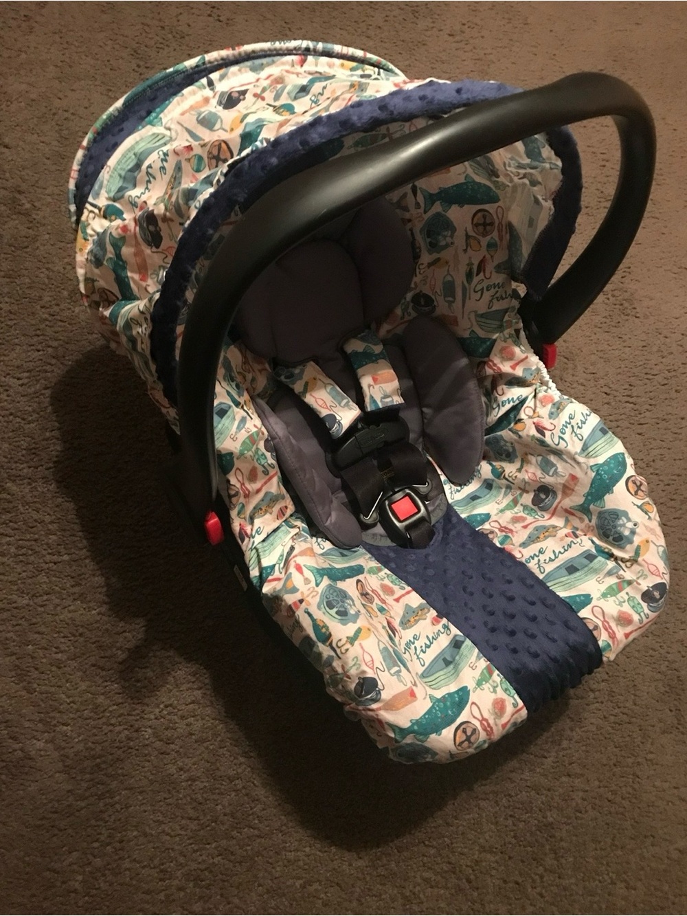 Infant Car Seat Cover Fishing Theme